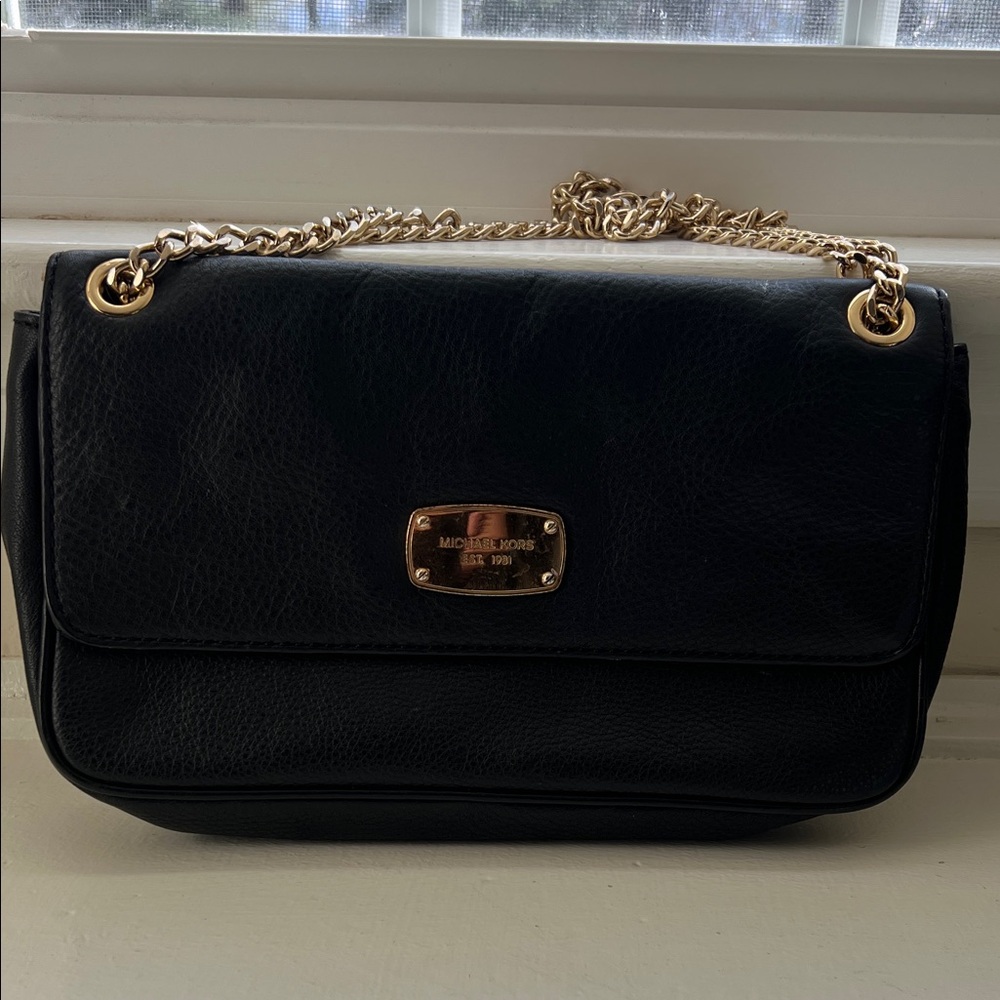 Michael Kors Black Bag with Gold Chain